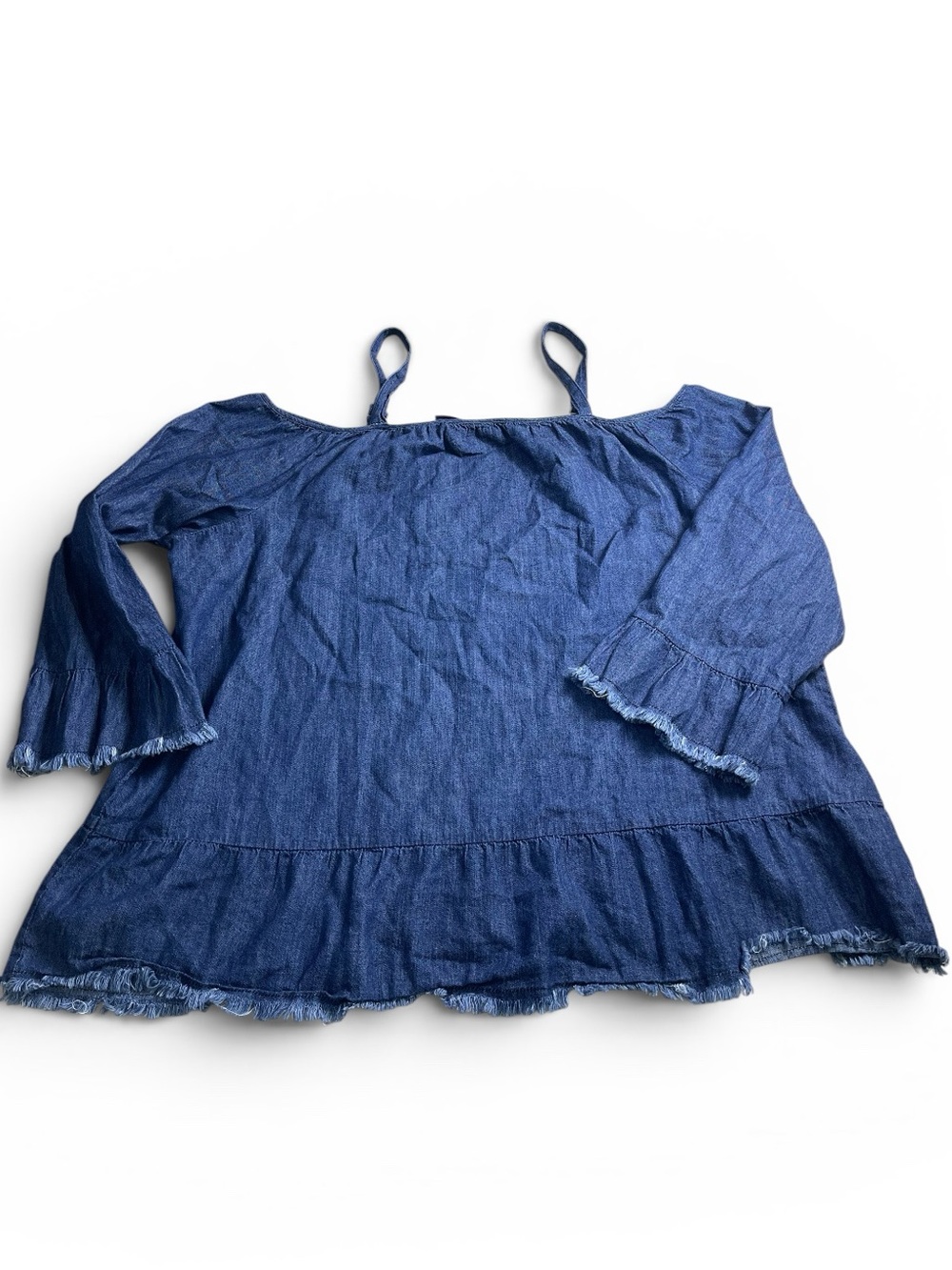 Cold Shoulder Chambray Top Plus Size 18W Denim 24/7